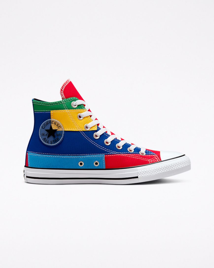 Tenisi Inalti Dama Converse Chuck Taylor All Star Patchwork Rosii Albastri | RO VUDSL459